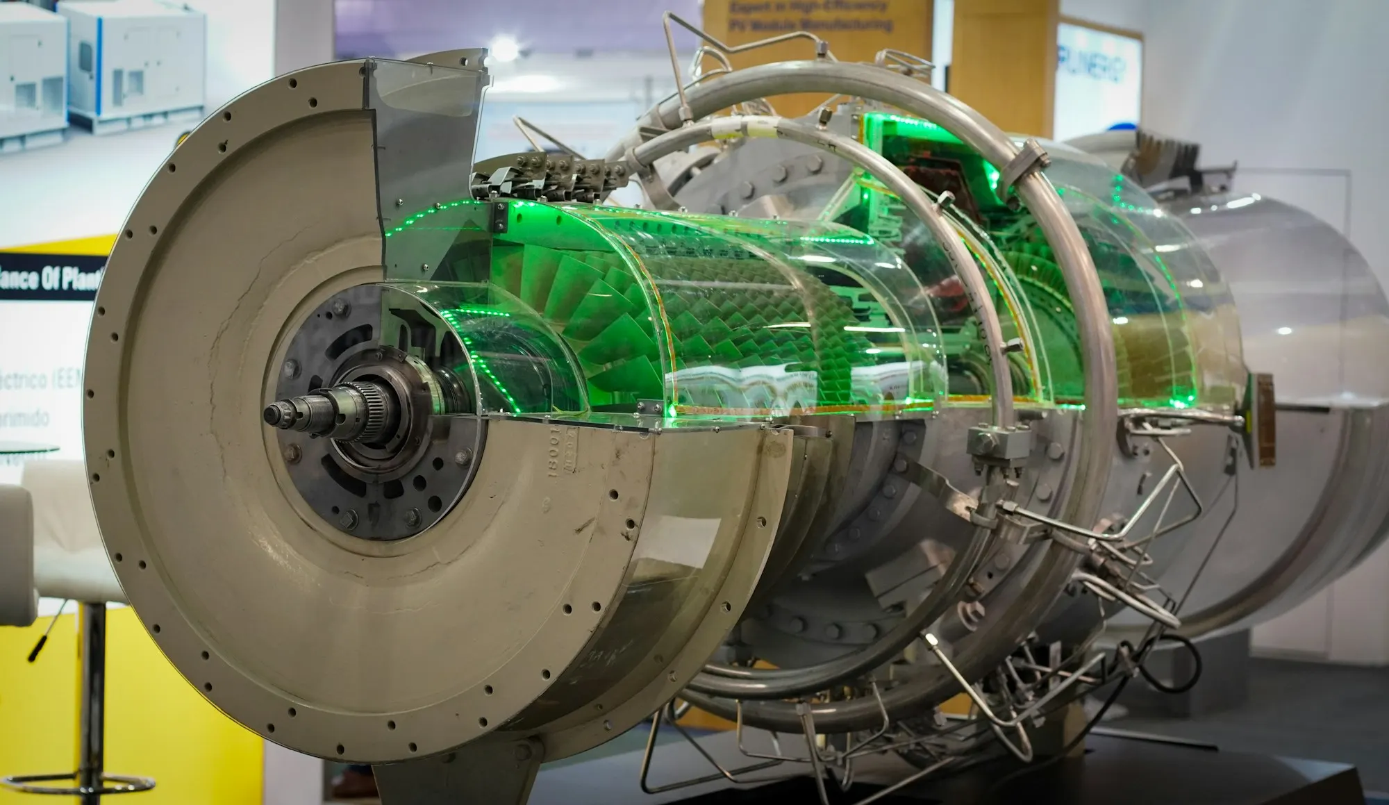 Turbine model lit in green