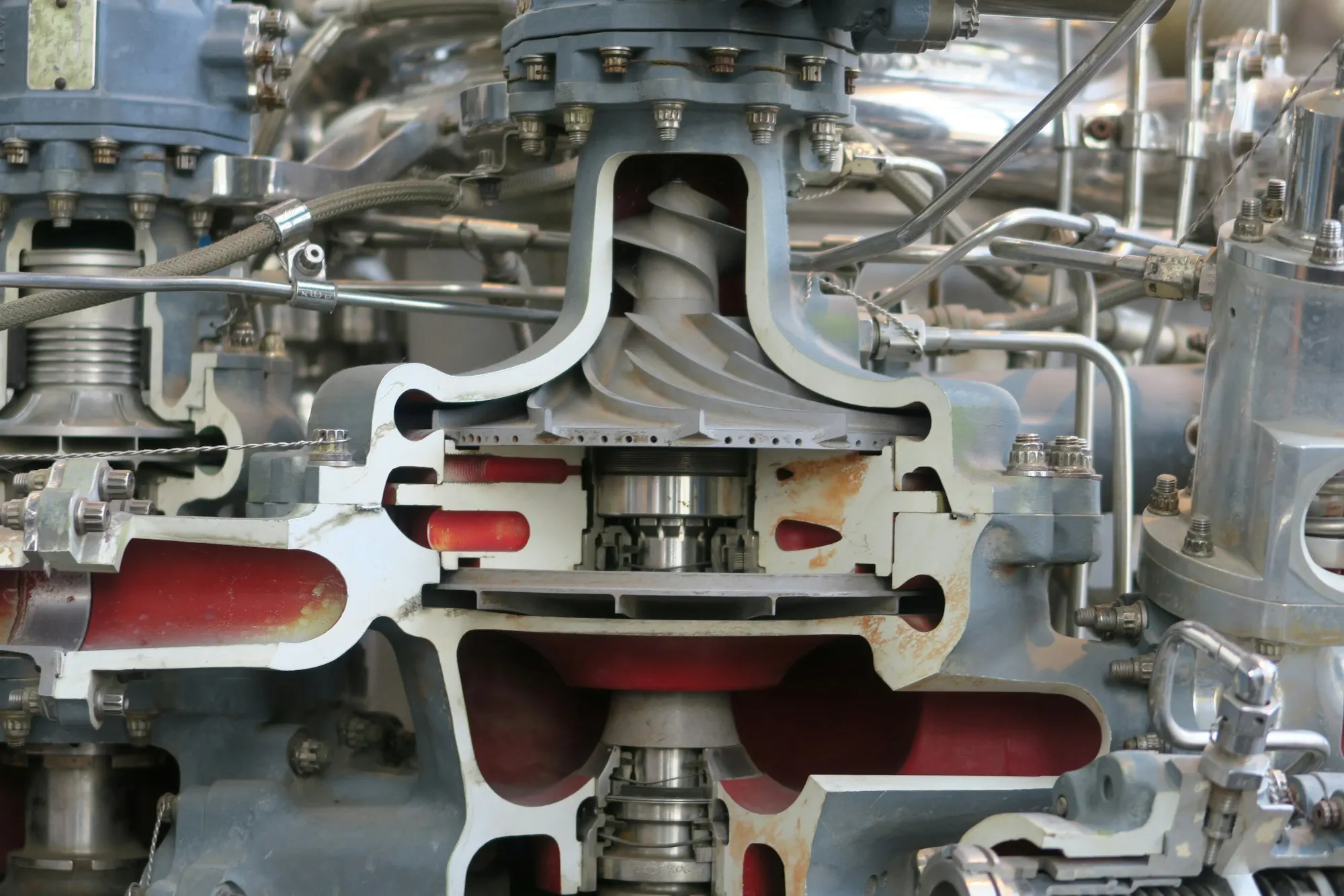 Cutaway of industrial turbomachinery